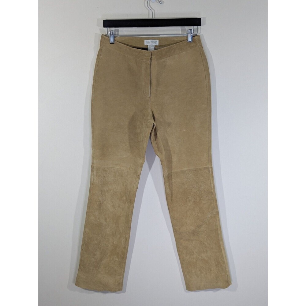 Hugo Buscati Collection Suede Leather Pants Beige Fully Lined Women Size 10